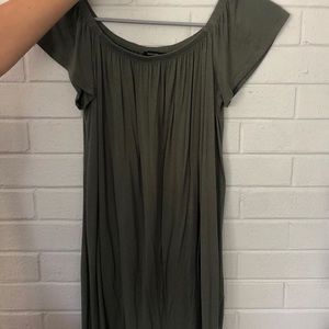 Green off the shoulder dress